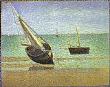 Boats Bateux maree basse Grandcamp by Georges Seurat